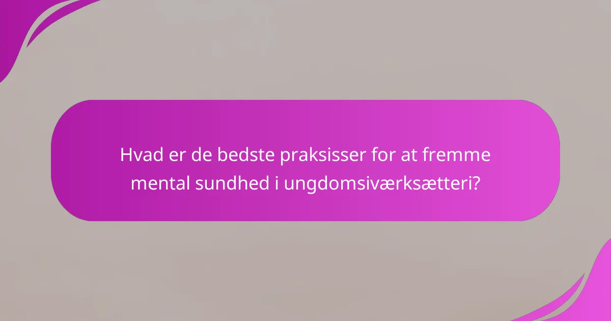 Hvad er de bedste praksisser for at fremme mental sundhed i ungdomsiværksætteri?