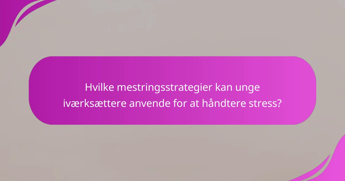 Hvilke mestringsstrategier kan unge iværksættere anvende for at håndtere stress?