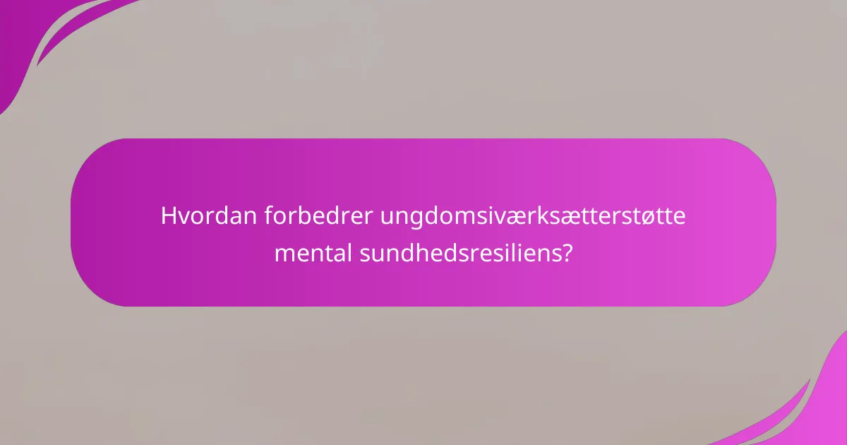 Hvordan forbedrer ungdomsiværksætterstøtte mental sundhedsresiliens?